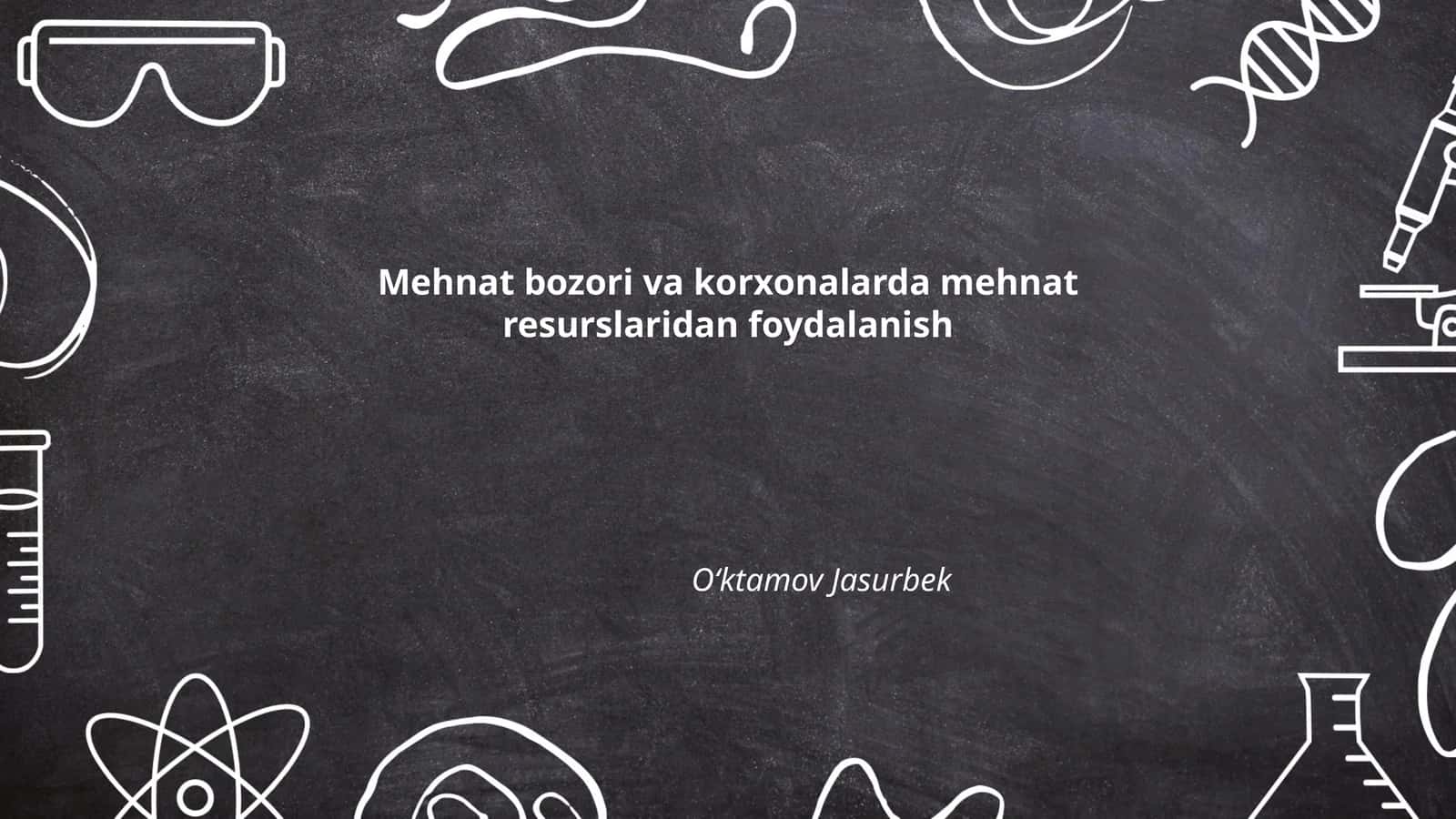 Mehnat bozori va korxonalarda mehnat resurslaridan foydalanish