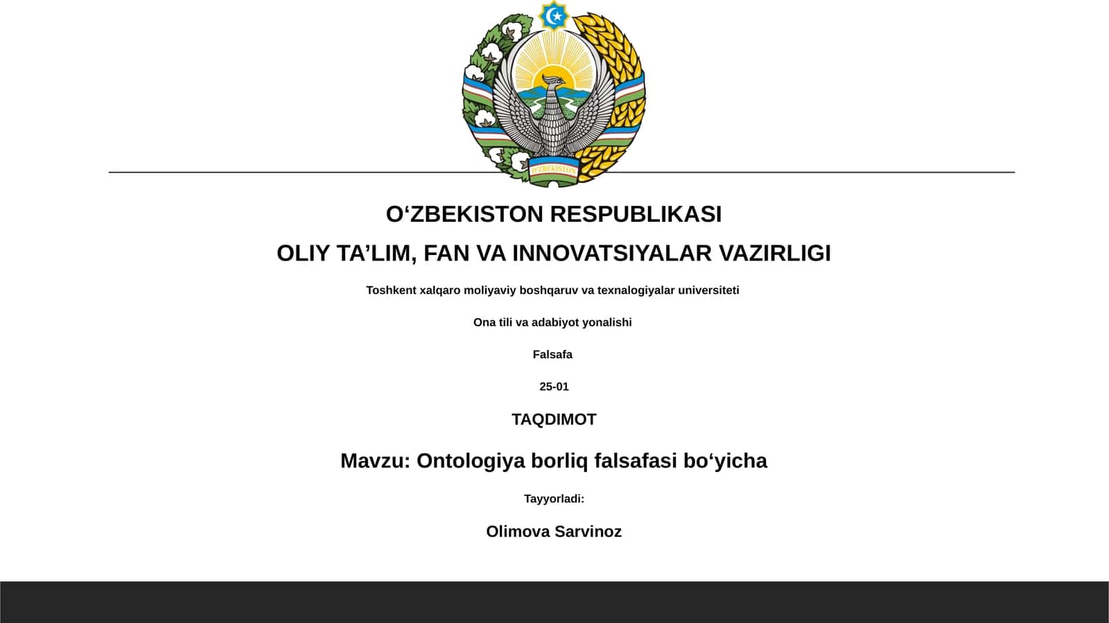 Ontologiya borliq falsafasi boʻyicha