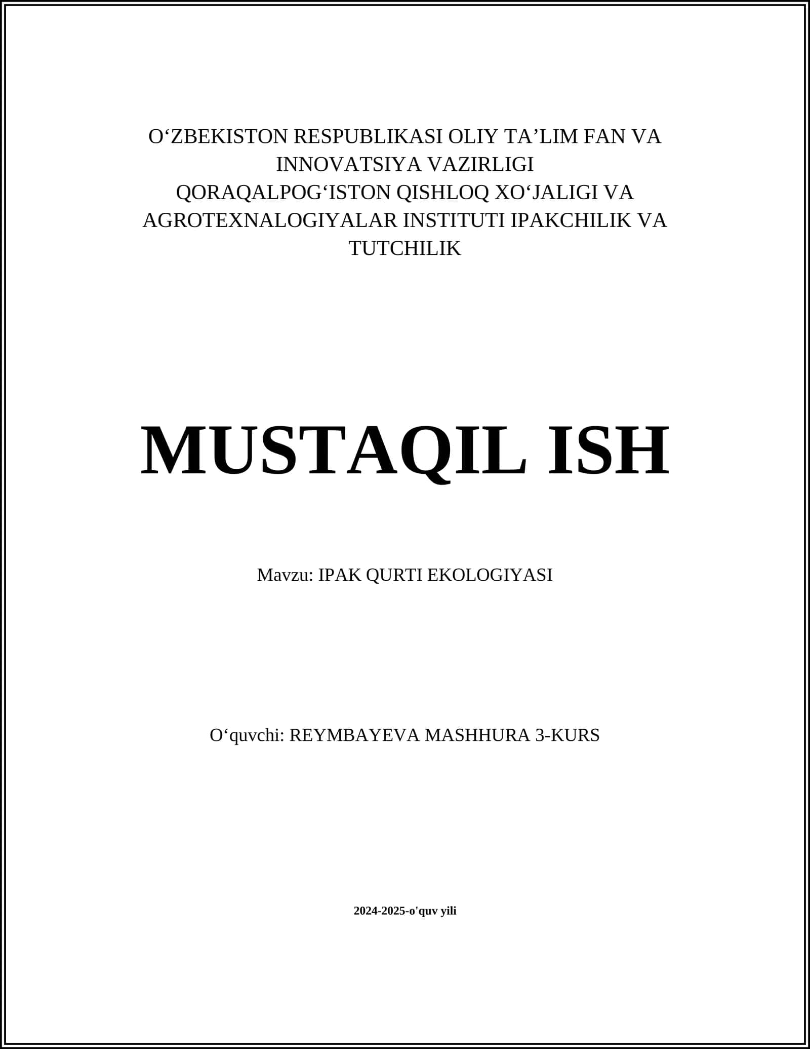 IPAK QURTI EKOLOGIYASI