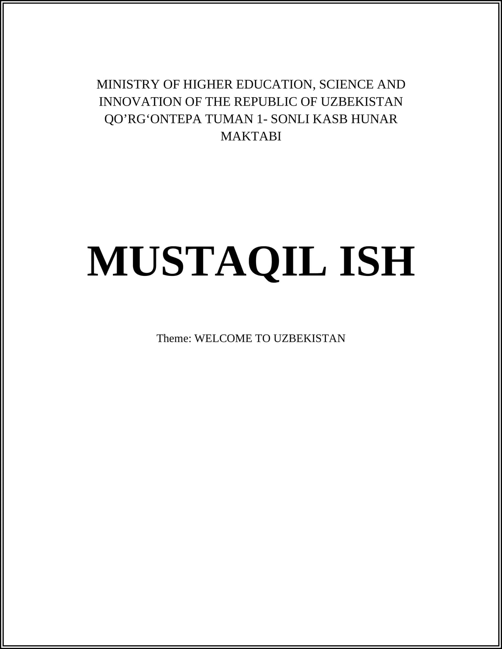 WELCOME TO UZBEKISTAN