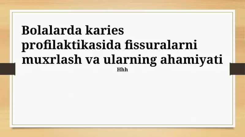 Karies profilaktikasi