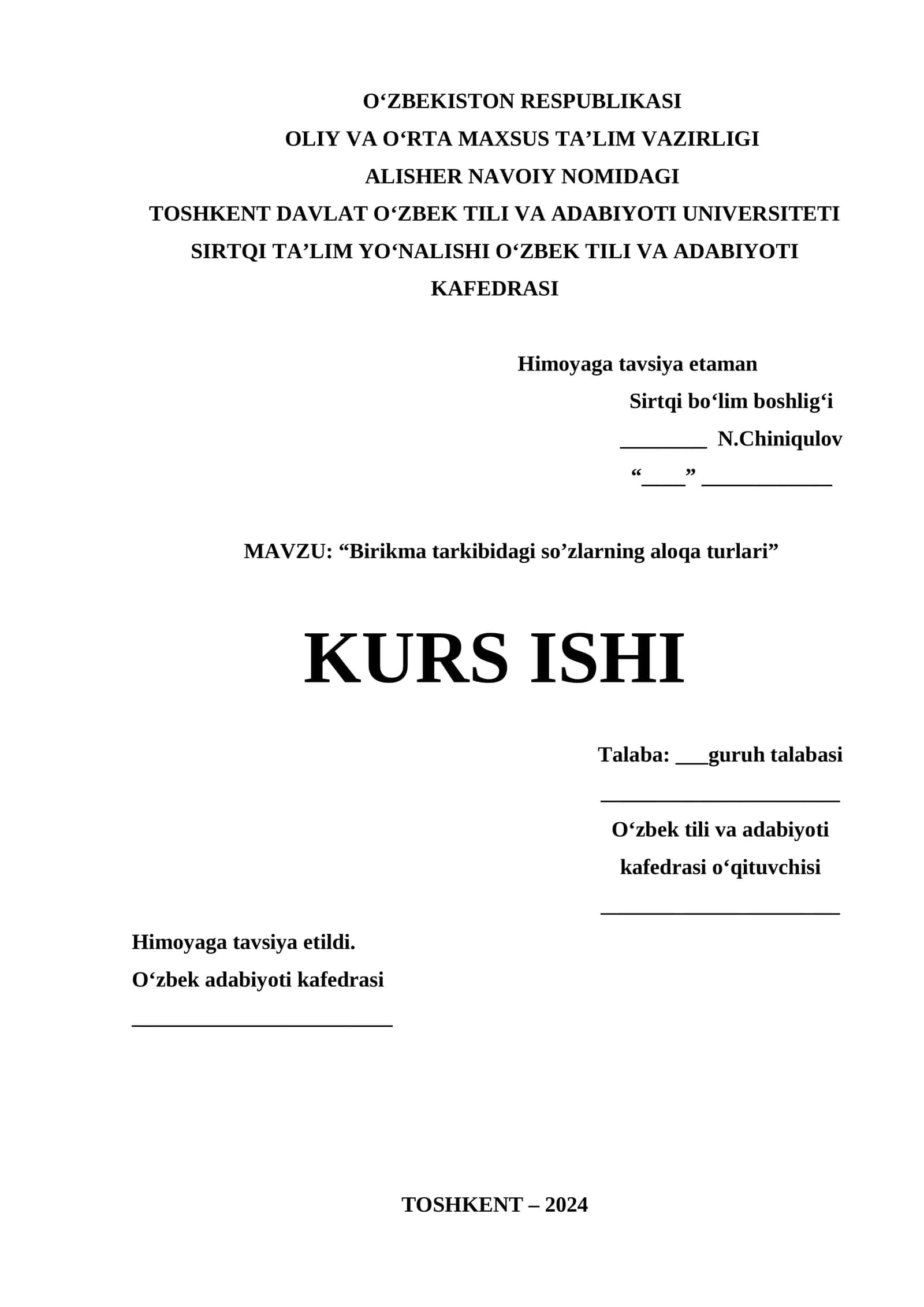 Birikma tarkibidagi so’zlarning aloqa turlari