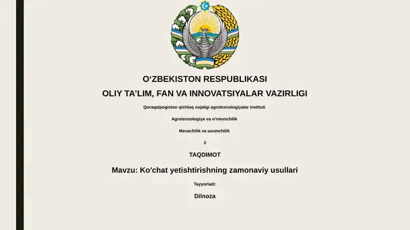Ko'chat yetishtirishning zamonaviy usullari