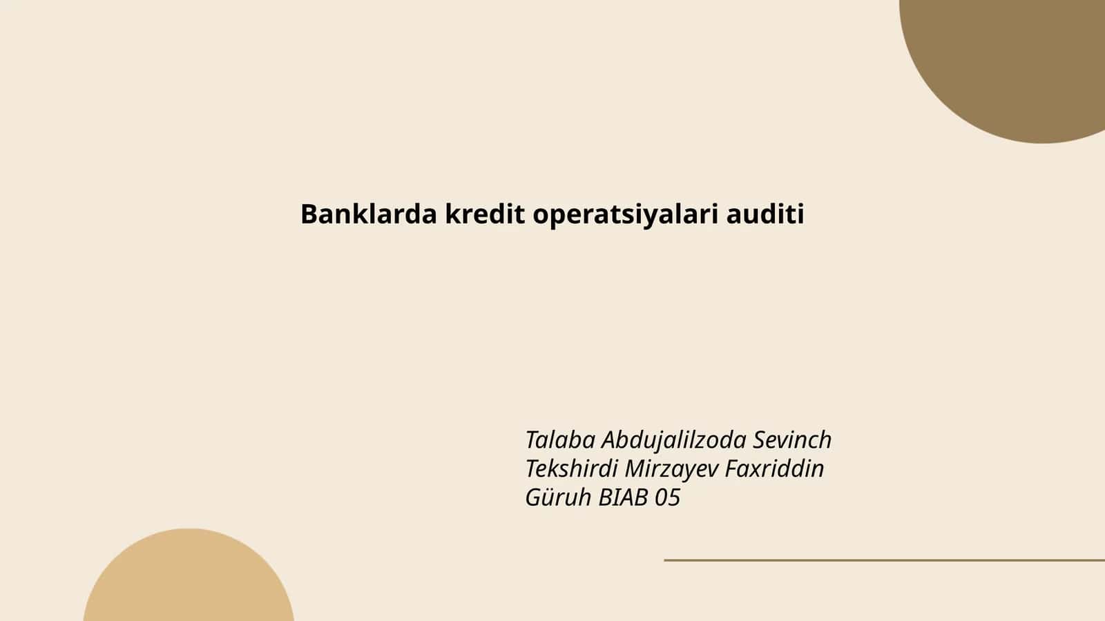 Banklarda kredit operatsiyalari auditi