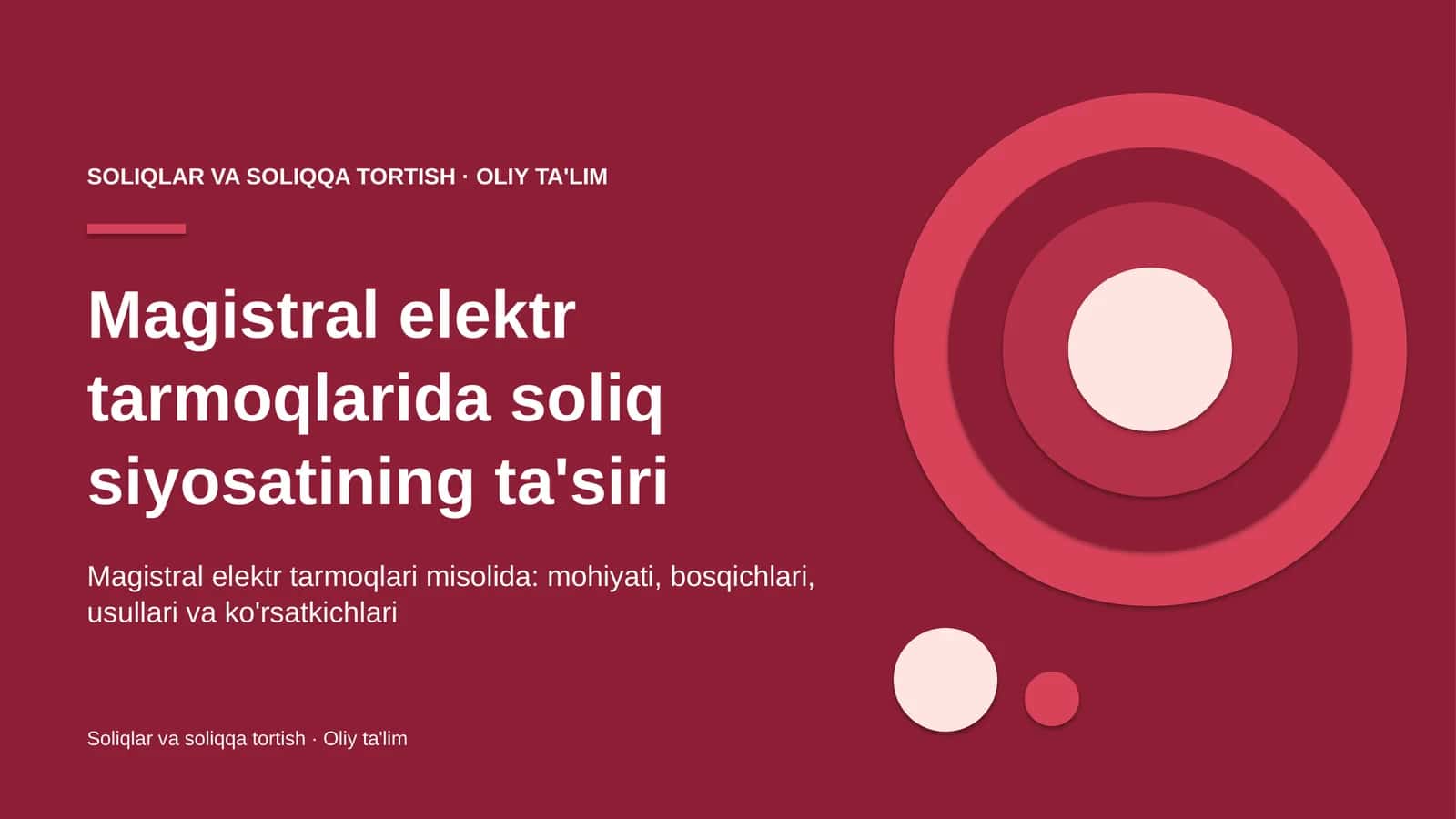 Magistral elektr tarmoqlarida soliq siyosatining ta'siri