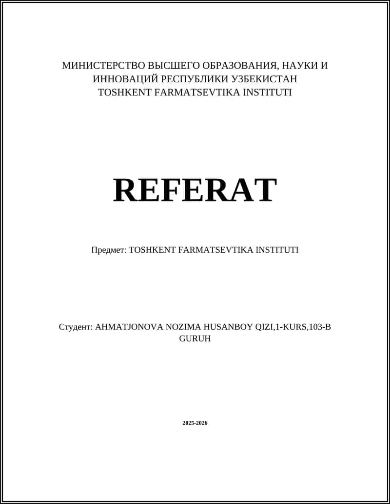 TOSHKENT FARMATSEVTIKA INSTITUTI