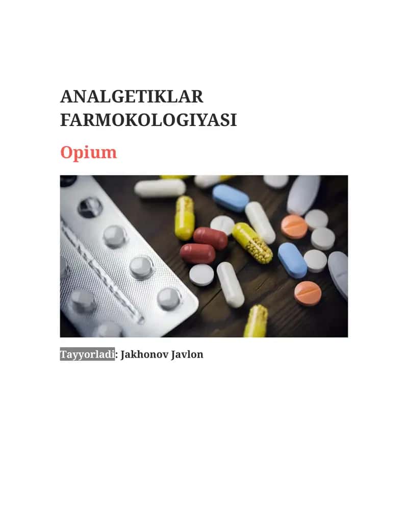 Analgetiklar Farmokologiyasi