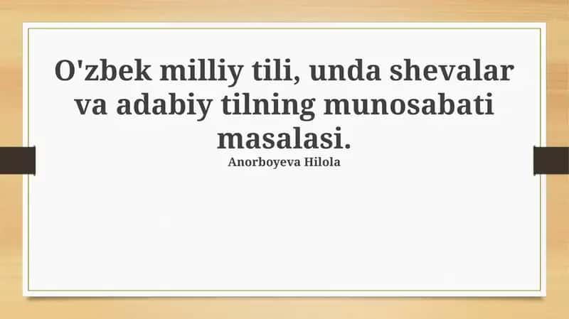 O'zbek Milliy Tili haqida adabiy-ma'ruzalar