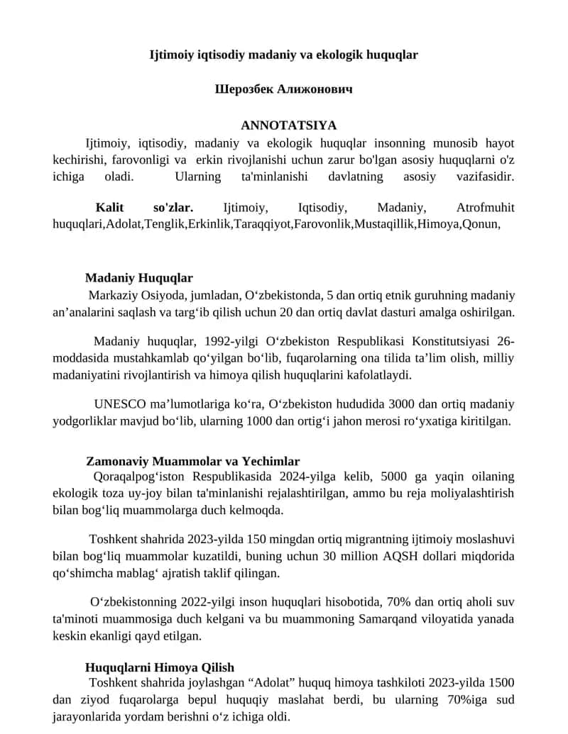 Ijtimoiy iqtisodiy madaniy va ekologik huquqlar