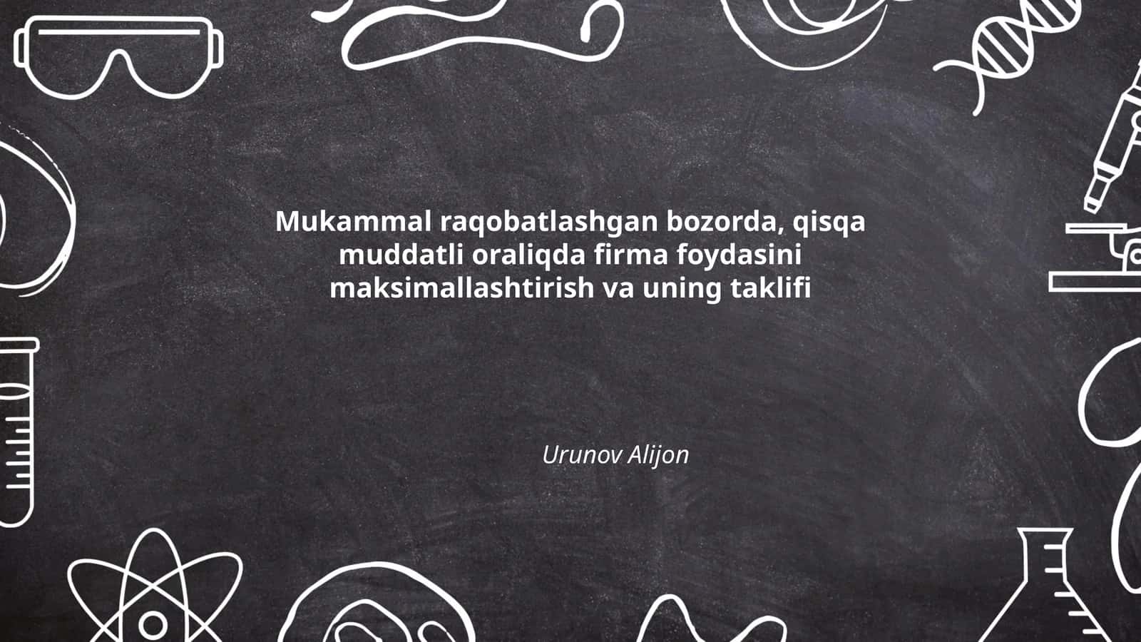 Mukammal raqobatlashgan bozorda, qisqa muddatli oraliqda firma foydasini maksimallashtirish va uning taklifi