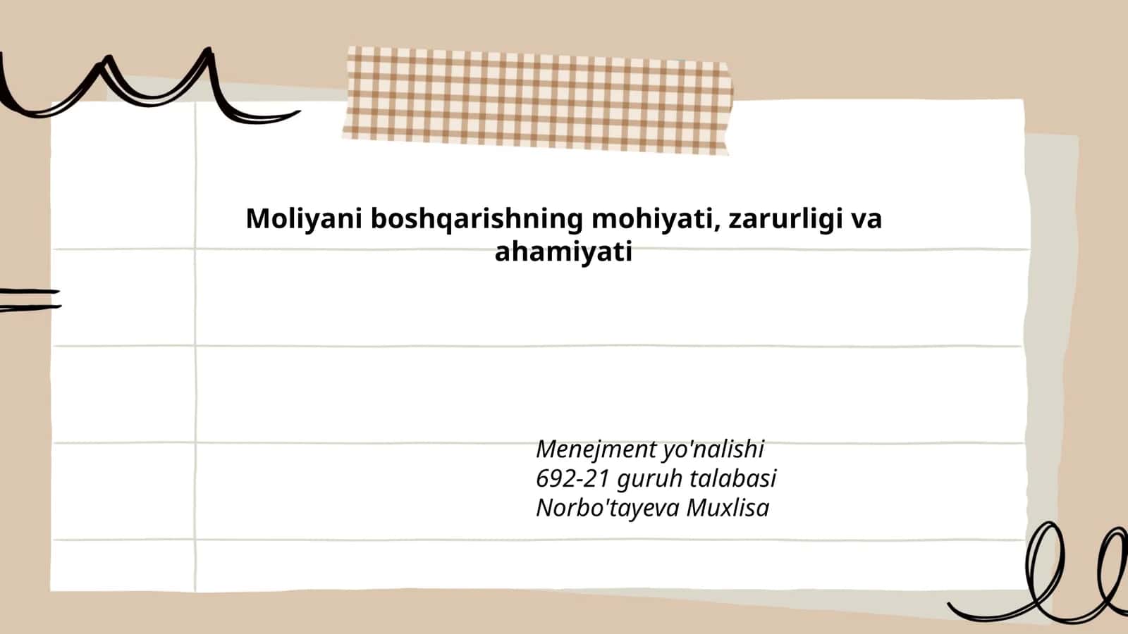 Moliyani boshqarishning mohiyati, zarurligi va ahamiyati