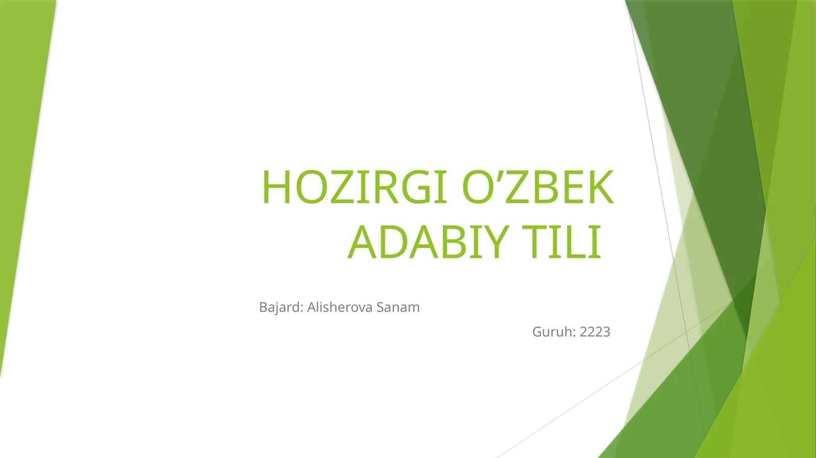 Hozirgi o’zbek adabiy tili kursining maqsadi va vazifalari