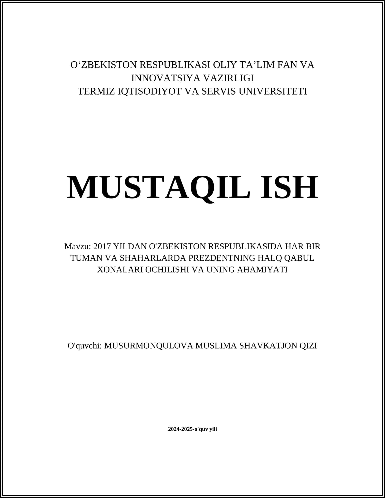 2017 Yildan O'zbekiston Respublikasida Har Bir Tuman va Shaharlarda Prezdentning Halq Qabul Xonalari Ochilishi va Uning Ahamiyati