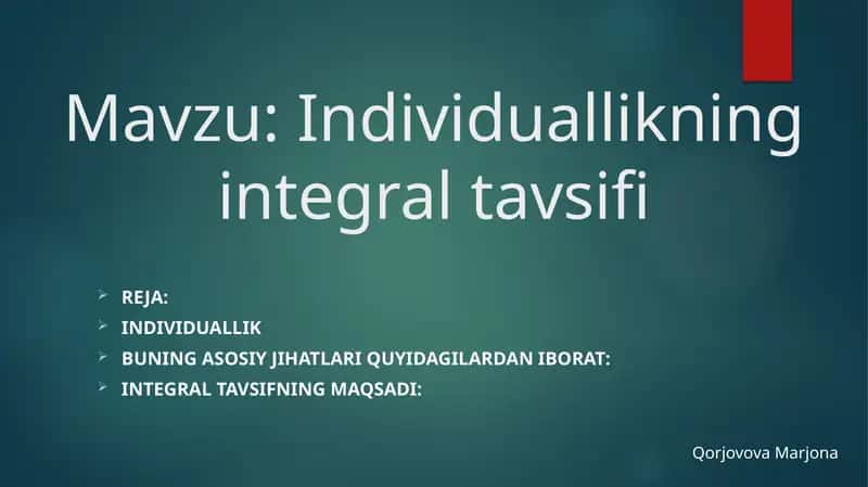 Individuallikning Integral Tavsifi