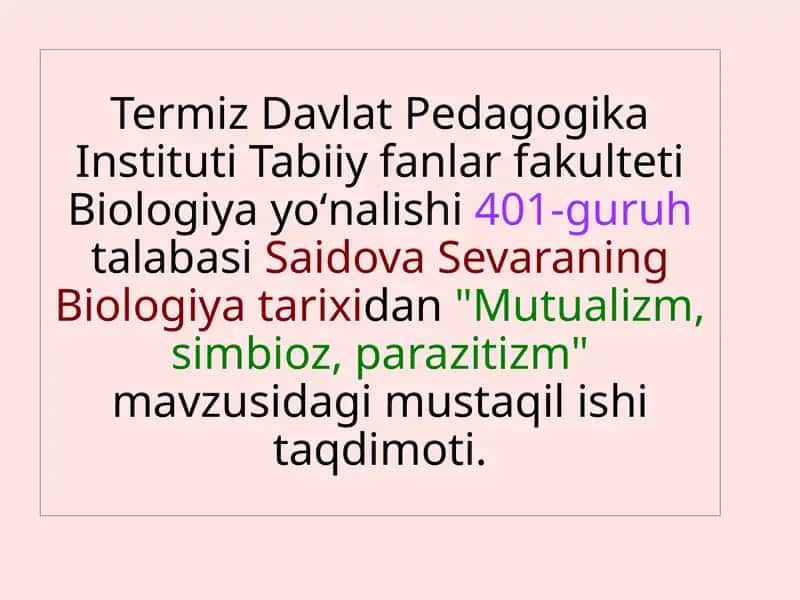 Mutualizm, simbioz, parazitizm