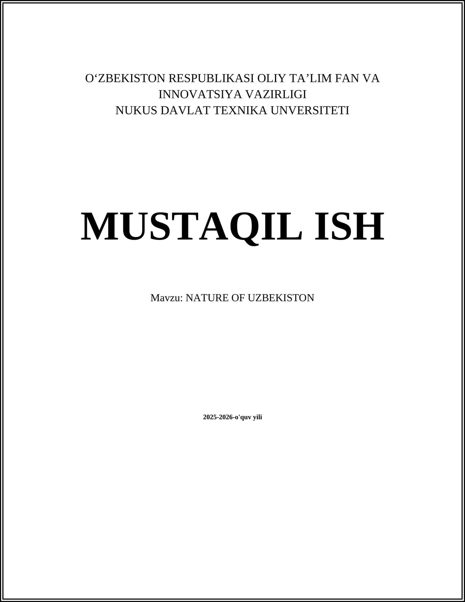 NATURE OF UZBEKISTON