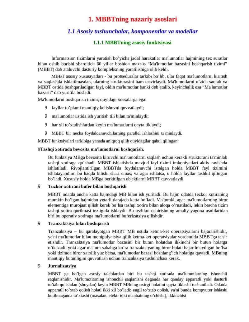 MBBTning nazariy asoslari