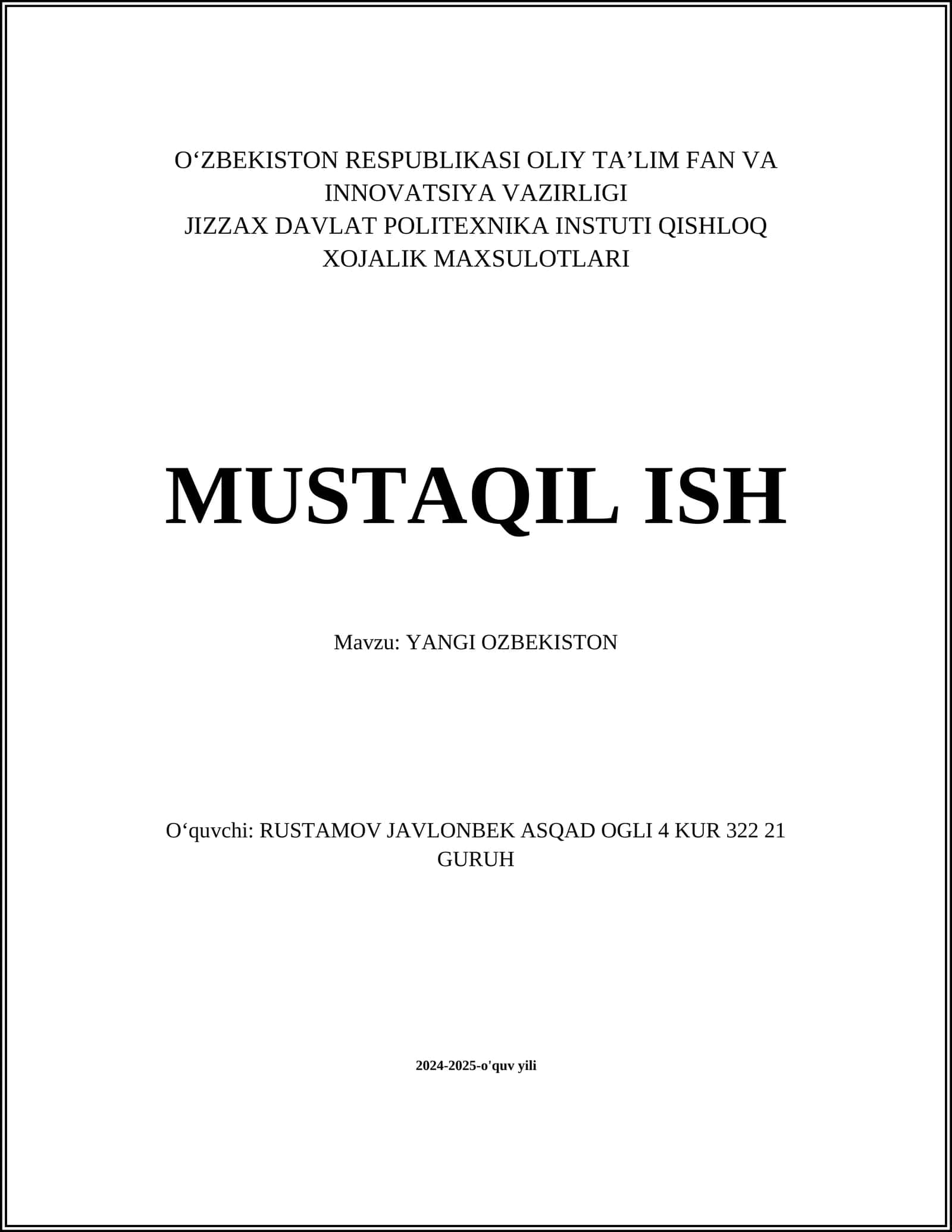 YANGI OZBEKISTON