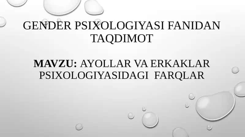 Ayollar va erkaklar psixologiyasidagi farqlar