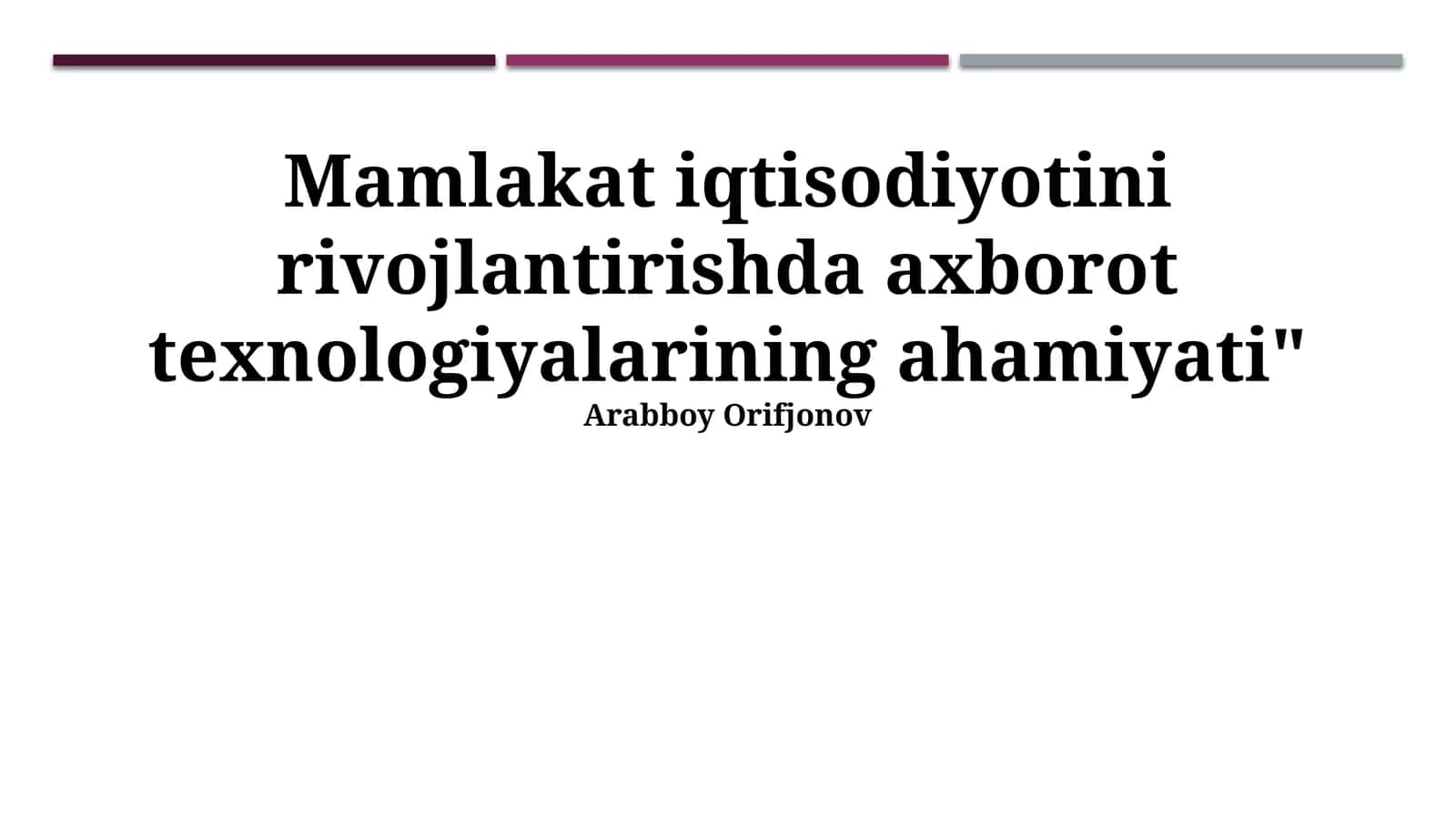 Axborot texnologiyalarining iqtisodiyotga ta'siri