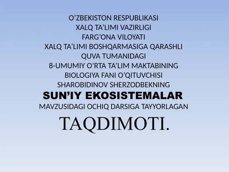 Sun'iy Ekosistemalar