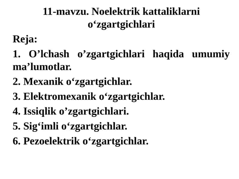 Noelektrik kattaliklarni o‘zgartgichlari