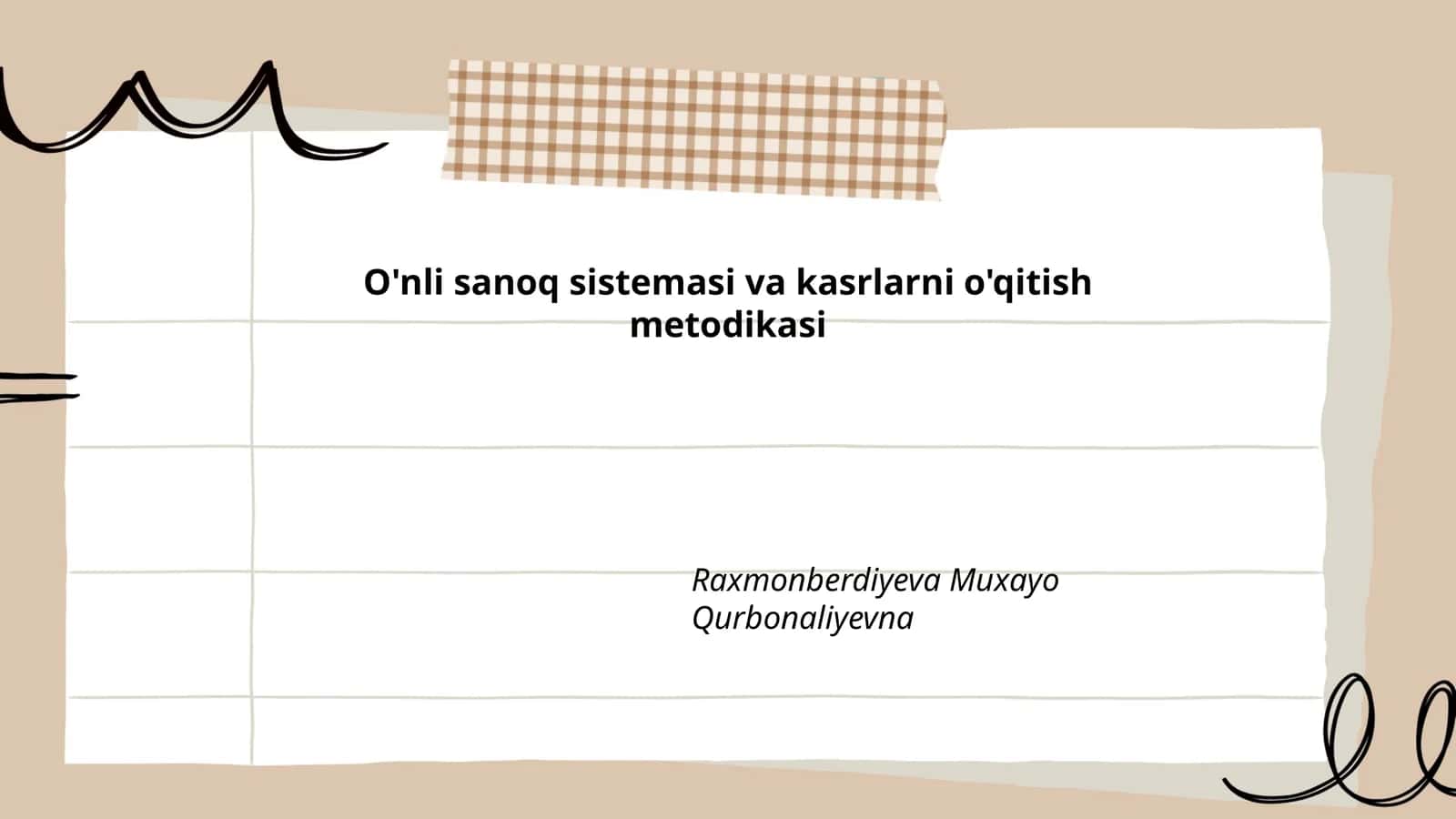 O'nli sanoq sistemasi va kasrlarni o'qitish metodikasi