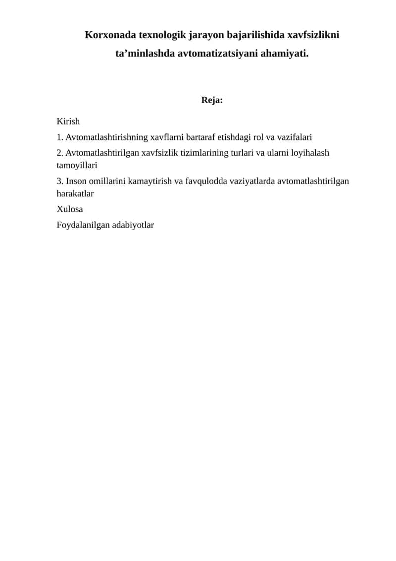Avtomatlashtirilgan xavfsizlik tizimlari