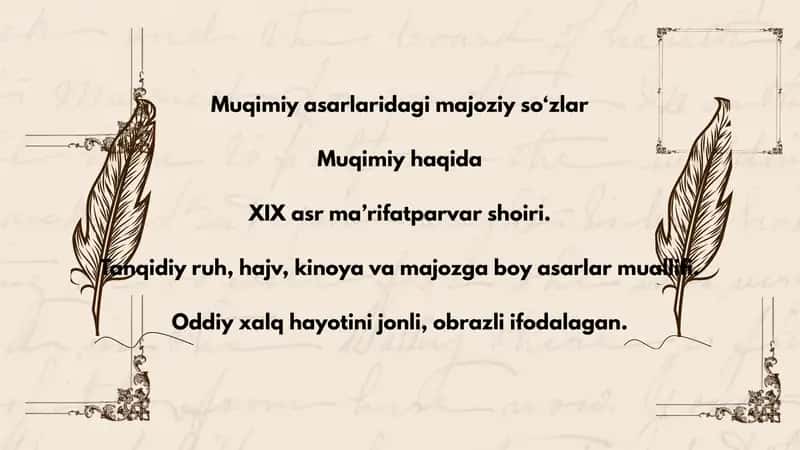 Muqimiy asarlaridagi majoziy so‘zlar