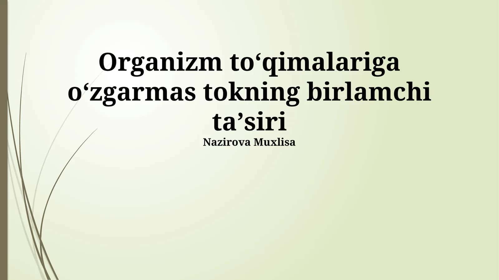 Organizm toʻqimalariga oʻzgarmas tokning birlamchi taʼsiri
