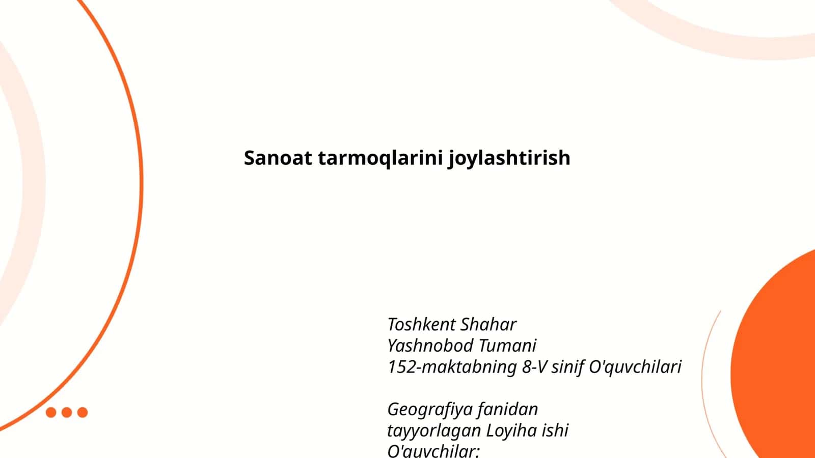 Sanoat tarmoqlarini joylashtirish