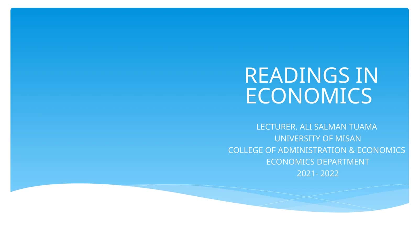READINGS IN ECONOMICS