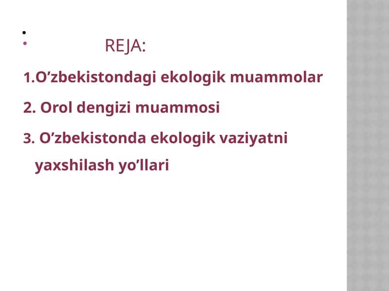 O’zbekistondagi ekologik muammolar