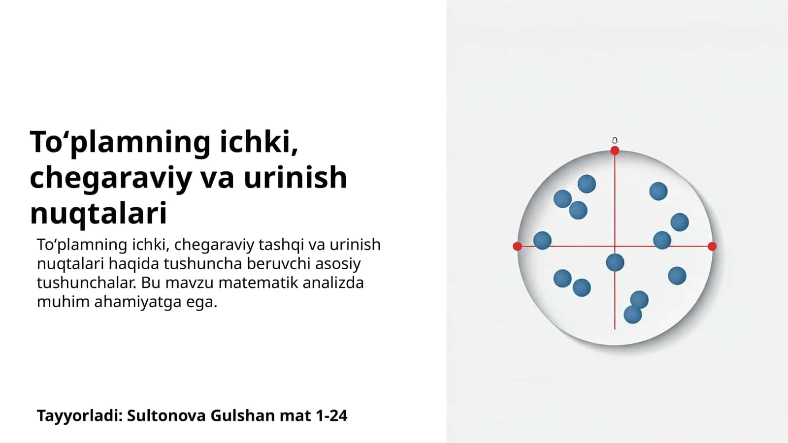 Toʻplamning ichki, chegaraviy va urinish nuqtalari
