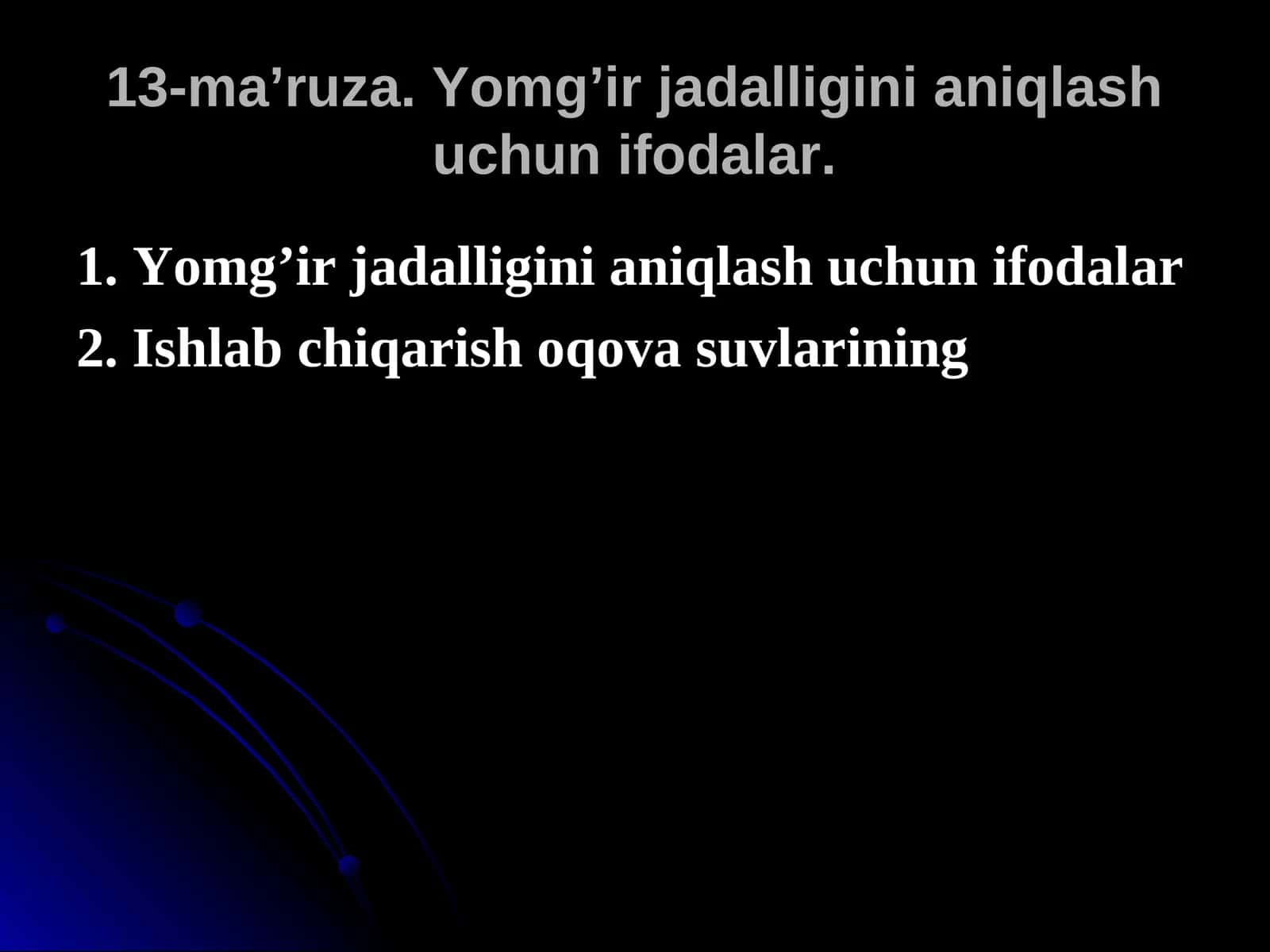 13-ma’ruza. Yomg’ir jadalligini aniqlash uchun ifodalar