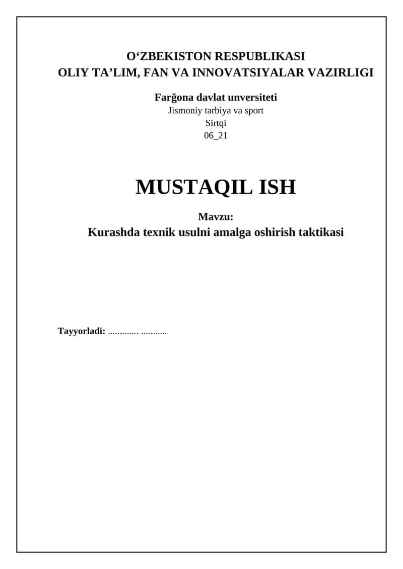 Kurashda texnik usulni amalga oshirish taktikasi