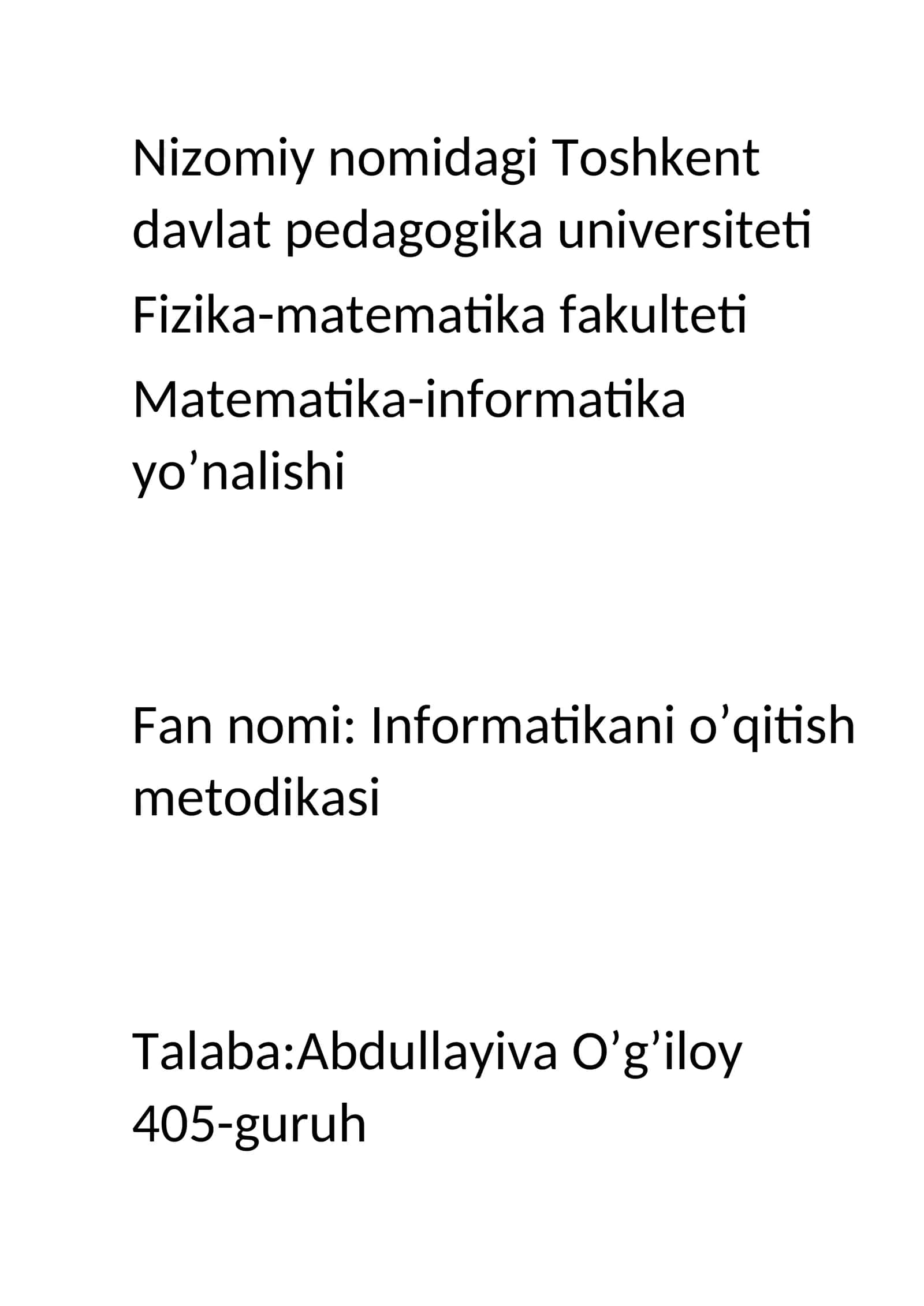 Kompyuter bilan tanishuvni o‘qitish metodikasi