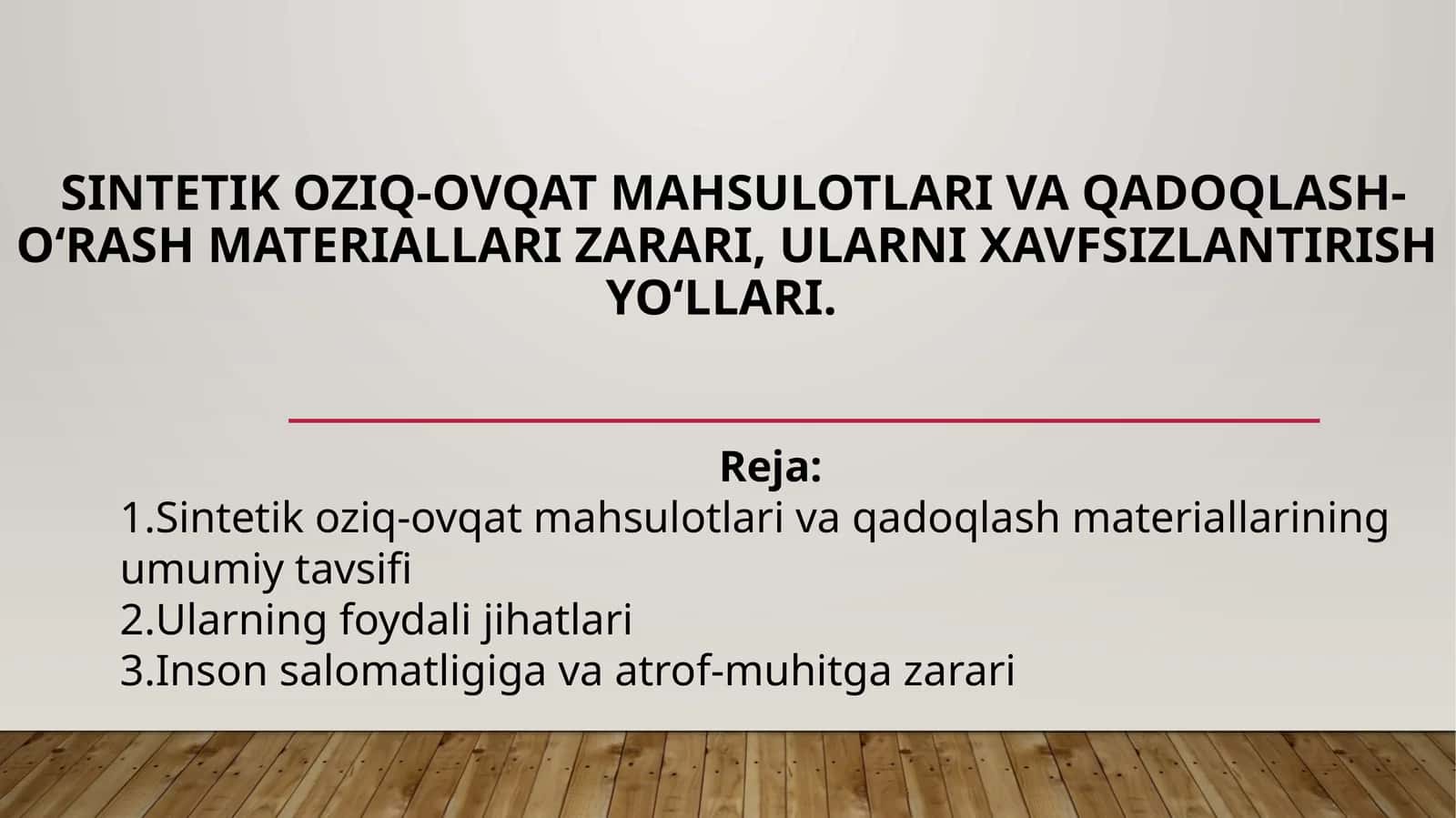 Sintetikoziq-ovqat mahsulotlari va qadoqlash-o‘rash materiallari