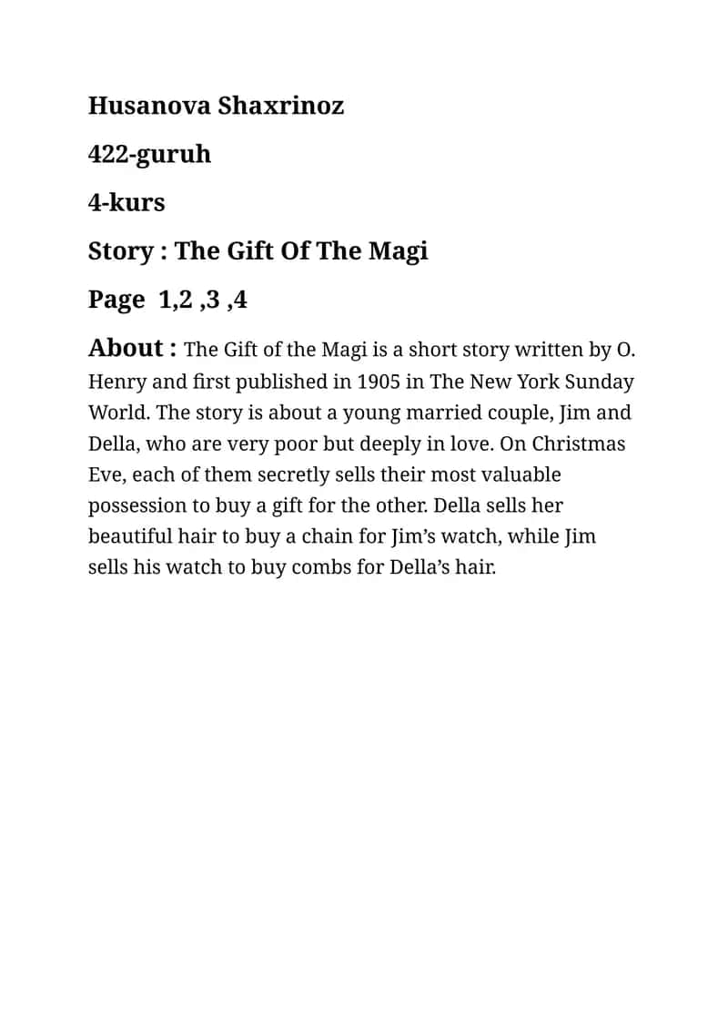 The Gift Of The Magi