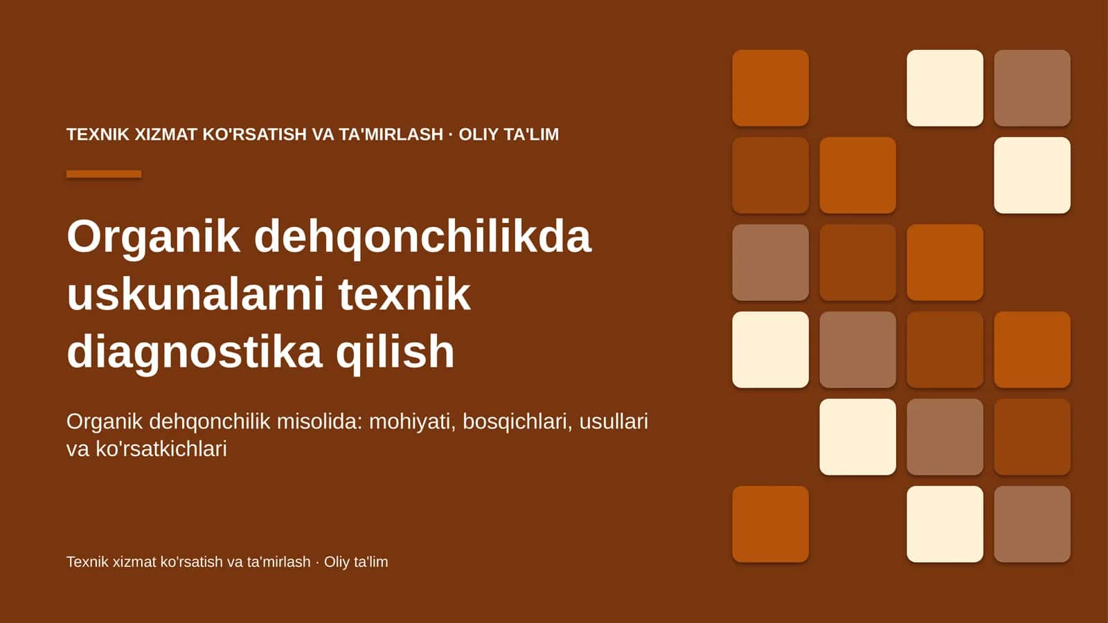 organik dehqonchilikda uskunalarni texnik diagnostika qilish 3881