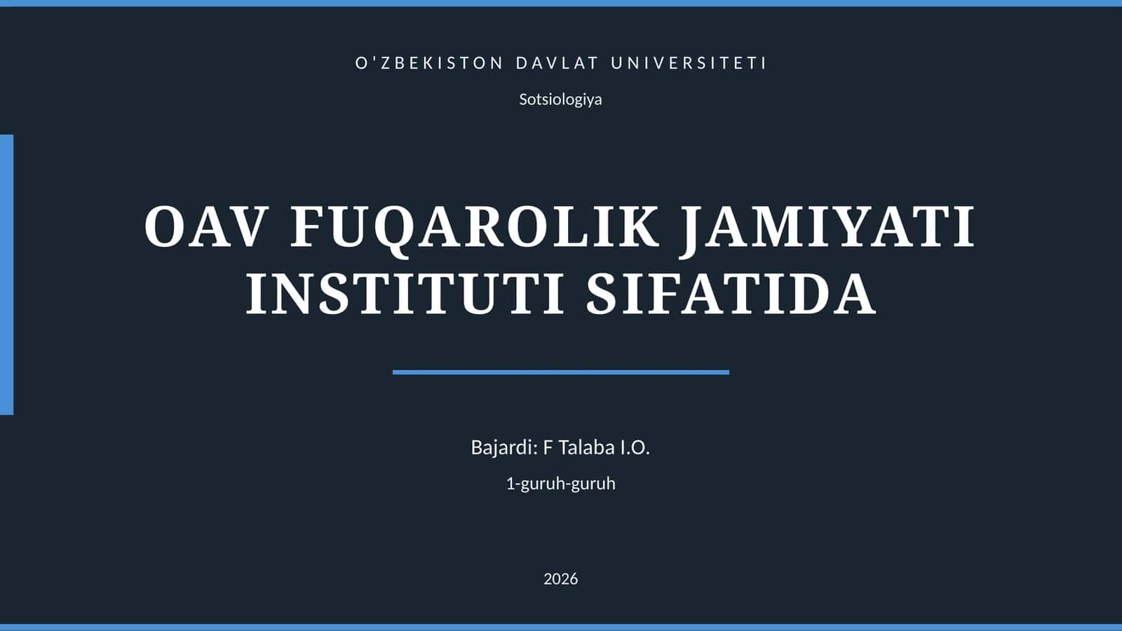 OAV FUQAROLIK JAMIYATI INSTITUTI SIFATIDA