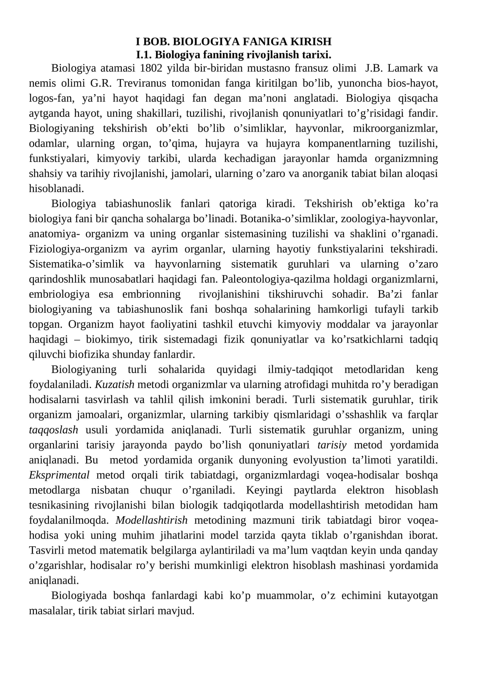Biologiya faniga kirish