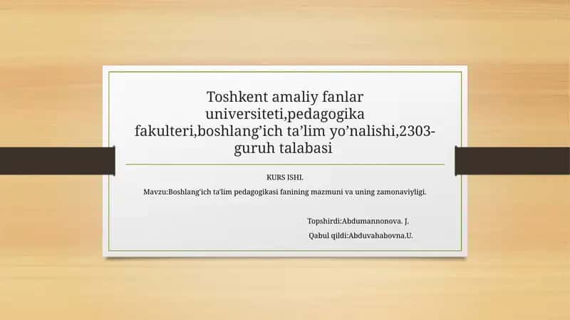 Boshlang'ich ta'lim pedagogikasi
