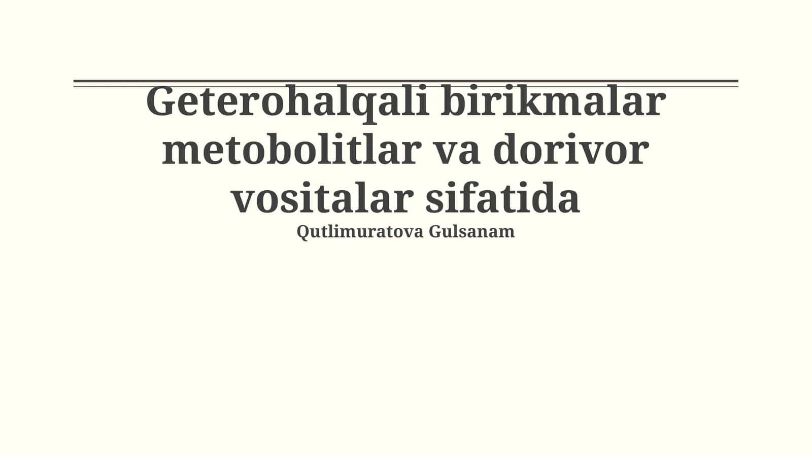 Geterohalqali birikmalar (Heterocyclic compounds)