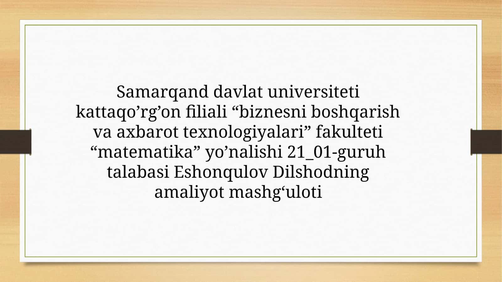 Matematika fakulteti talaba mashg'uloti