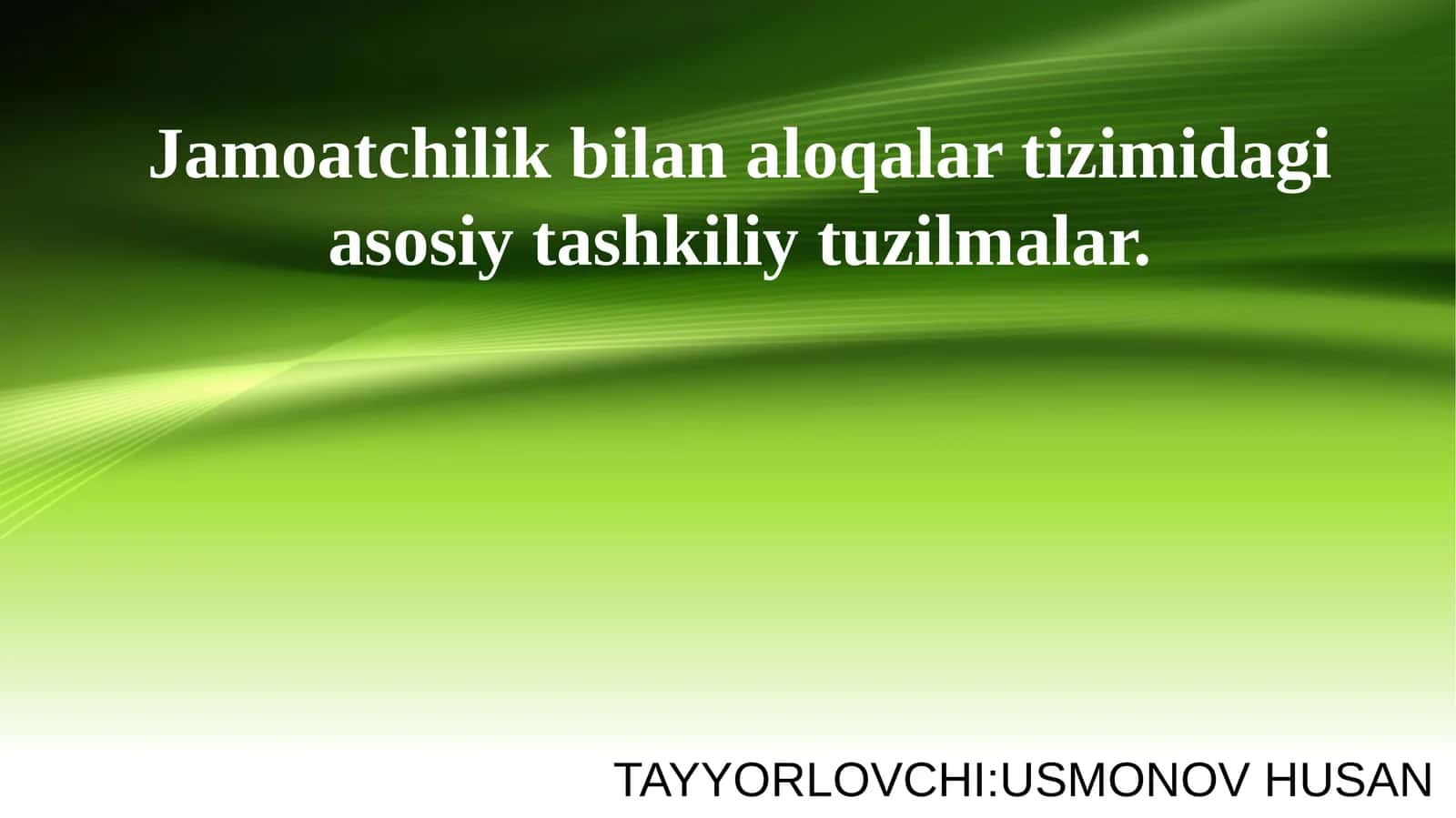 Jamoatchilik bilan aloqalar tizimidagi asosiy tashkiliy tuzilmalar