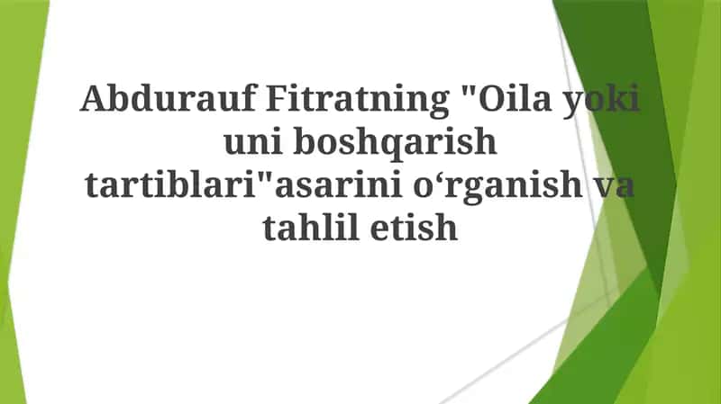 Oila Yoki Uni Boshqarish Tartiblari