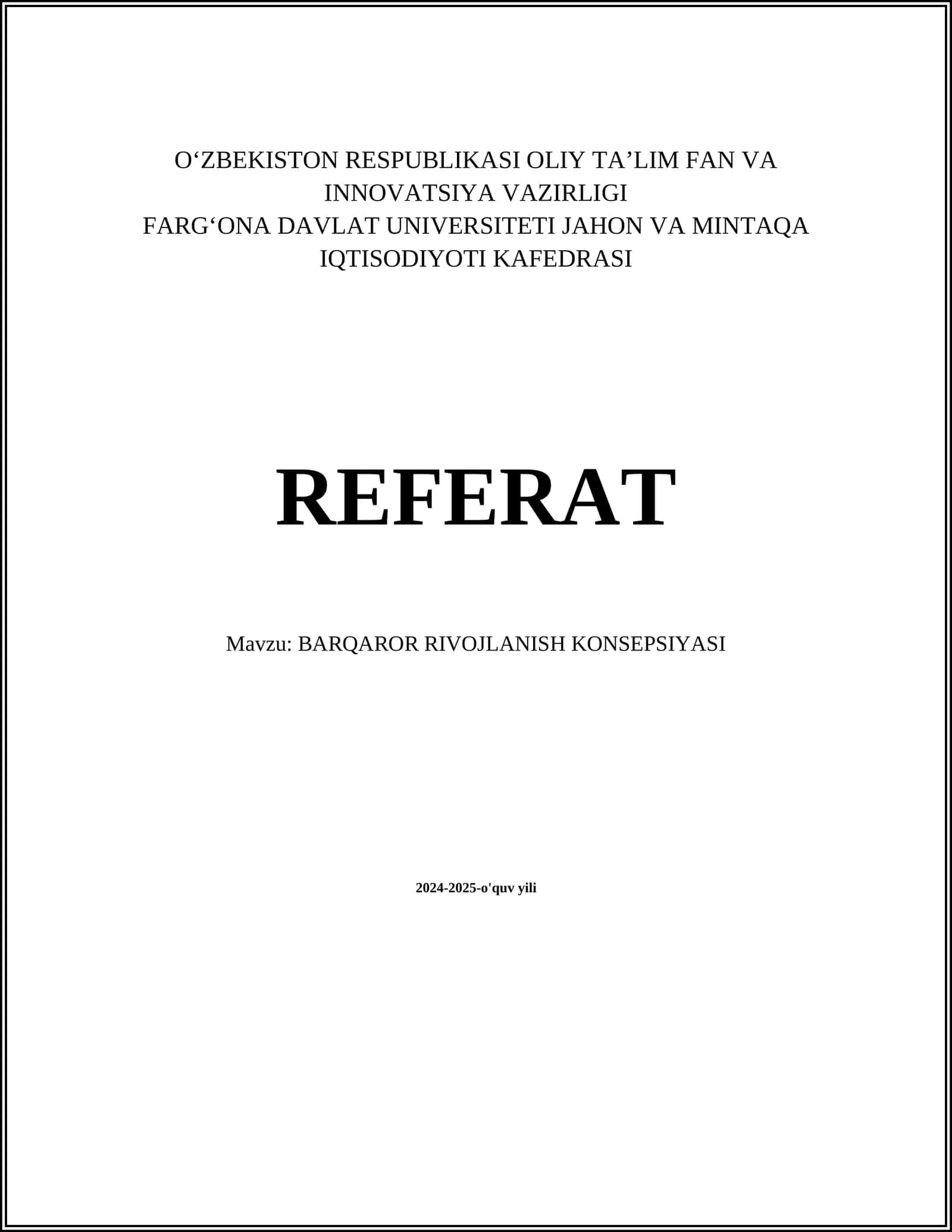 BARQAROR RIVOJLANISH KONSEPSIYASI