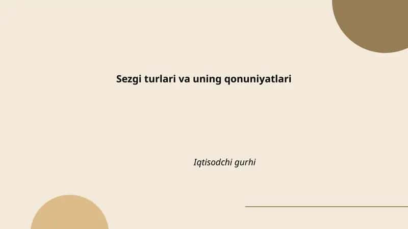 Sezgi turlari va uning qonuniyatlari