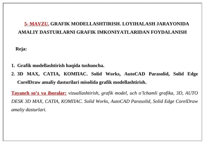 GRAFIK MODELLASHTIRISH